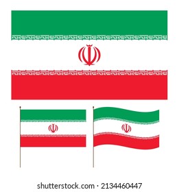 Iran Flag official color and proportion. Waved Vector illustration