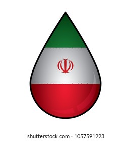 The Iran flag painted on 3D water drop