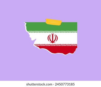 Iran flag paper texture, single-piece element, vector design, Iran flag taped on wall, decoration or celebration idea