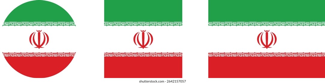 
Iran flag PNG vector. Iran square and round icon isolated on transparent PNG background. Iran flag icon.

