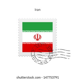 Iran Flag Postage Stamp on white background. Vector illustration.