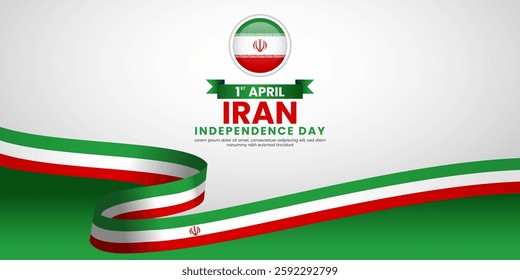 Iran flag ribbon for National independence day banner background template with blank space area