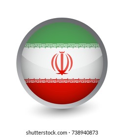 Iran Flag Round Glossy Icon. Vector illustration.