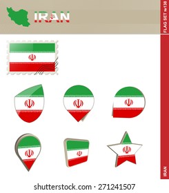 Iran Flag Set, Flag Set #138. Vector.