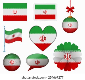 Iran flag set of 8 items vector