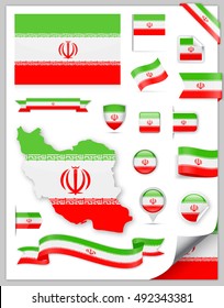 Iran Flag Set - Vector Collection