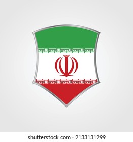 Iran Flag with Shield Frame. National Flag