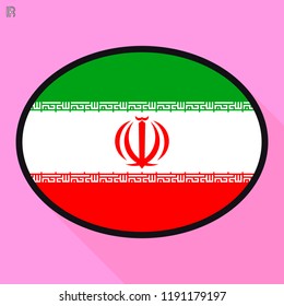 Iran flag speech bubble, social media communication sign, flat business oval icon.