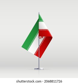 Iran flag state symbol isolated on background national banner. Greeting card National Independence Day of the Islamic Republic of Iran. Illustration banner with realistic state flag.