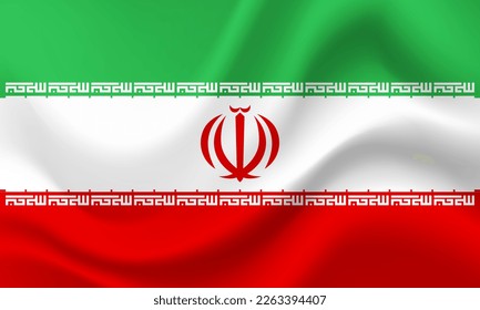 Bandera de Irán. Símbolo de Irán. Ilustración de la bandera del vector. Colores y proporción correctamente. Antecedentes en Irán. Cartel iraní. Símbolo, icono.

