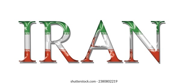 IRAN flag text font, 3D IRAN  colorful background, IRAN flag vector illustration