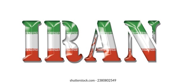 Fuente de texto de la bandera de IRÁN, fondo colorido de IRÁN 3D, ilustración vectorial de la bandera de IRÁN
