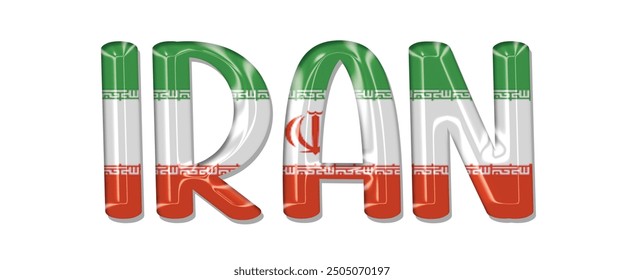 Iran flag text font, 3D Iran flag colorful background, Iran flag vector illustration