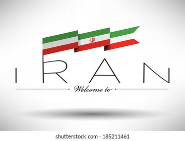Iran Flag with Typography Design