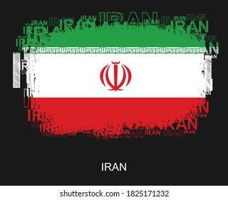 Iran Flag in Typography design.Grunge and Abstract vector illustration.eps10
