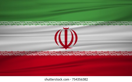 Iran flag vector. Vector flag of Iran blowig in the wind. EPS 10.