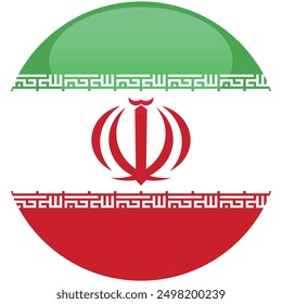 Iran flag vector icon. Glossy round icon with flag of the Iran on white background