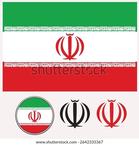 Iran Flag vector ,with Iran badge and sticker with logo 