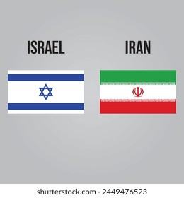 iran flag, iran vs israel conflict, war, tension and crisis. fight between countries vector illustration of both flags of israel and iran