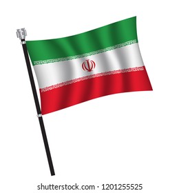 Iran flag , flag of Iran waving on flag pole, vector illustration EPS 10.