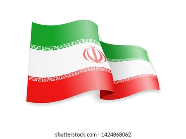 Iran flag in the wind. Flag on white background vector illustration