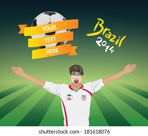 Iran football fan vector with banner and text