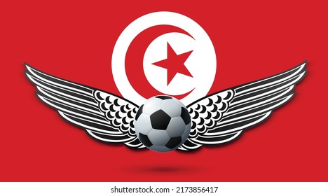 Iran football team with flag background vector design. Soccer championship concept with wings illustration template. 