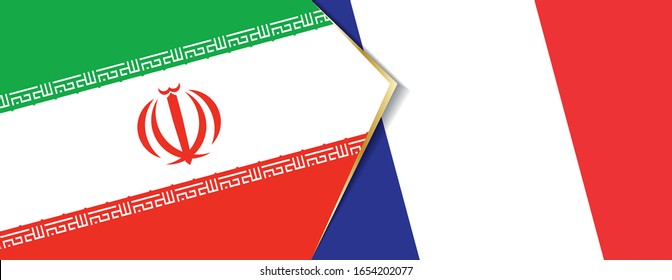 Iran and France flags, two vector flags symbol of relationship or confrontation.