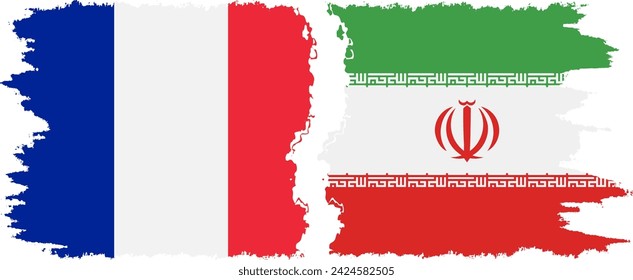 Iran and France grunge flags connection, vector