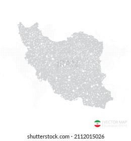 Iran graue Karte einzeln auf weißem Hintergrund mit abstrakter Maschenweite und Punktwaagen. Vektorgrafik eps10