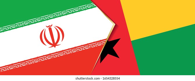 Iran and Guinea-Bissau flags, two vector flags symbol of relationship or confrontation.