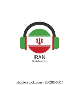 Iran headphone flag vector on white background. 