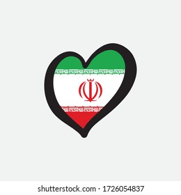 Iran heart flag graphic element Illustration template design