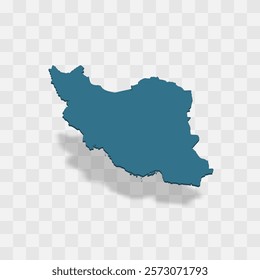 Iran high detailed vector representation of country silhouette. 3D map on transparent background with dropped shadow. For educational, decorative, or informational use.