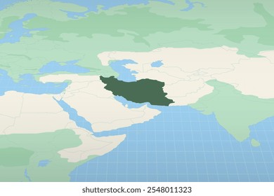 Iran highlighted on a detailed map, geographic location of Iran. Vector Map.