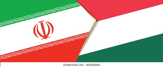 Iran and Hungary flags, two vector flags symbol of relationship or confrontation.