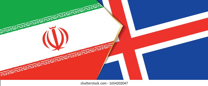 Banderas de Irán e Islandia, dos banderas vectoriales símbolo de relación o confrontación.