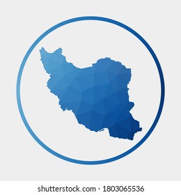 Iran icon. Polygonal map of the country in gradient ring. Round low poly Iran sign. Vector illustration.