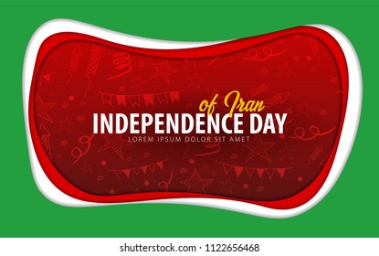 Iran. Independence day greeting card. Paper cut style