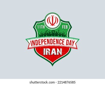 Iran independence day. People celebrate the 11th of February. The emblem is on top of the shield.