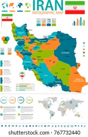 Iran infographic map and flag - High Detailed Vector Illustration