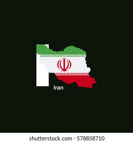 Iran Initial Letter Country with Map and Flag Vector