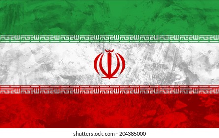 Iran, Iranian flag on concrete textured background