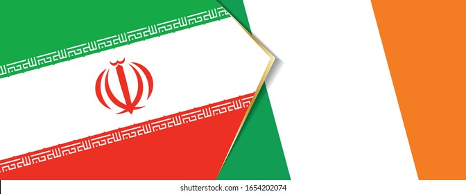 Iran and Ireland flags, two vector flags symbol of relationship or confrontation.