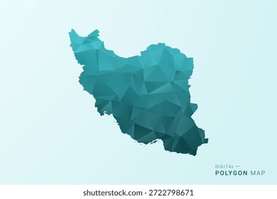 Iran, Islamische Republik Karte - Polygon-Stil Vektorgrafik in blau-grün Low Poly geometrischen Design, moderne minimale Silhouette.