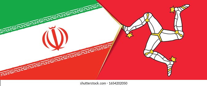 Banderas de Irán y la Isla de Man, dos banderas vectoriales símbolo de relación o confrontación.