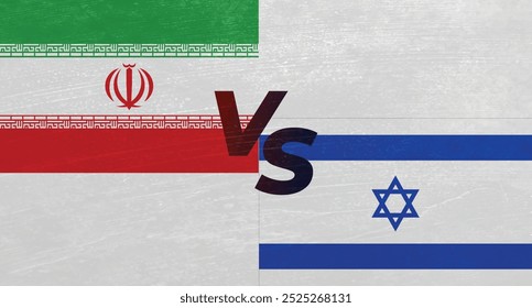 Iran and Israel fight War vector design and illustration also with a texture background and free space for your Opinion  