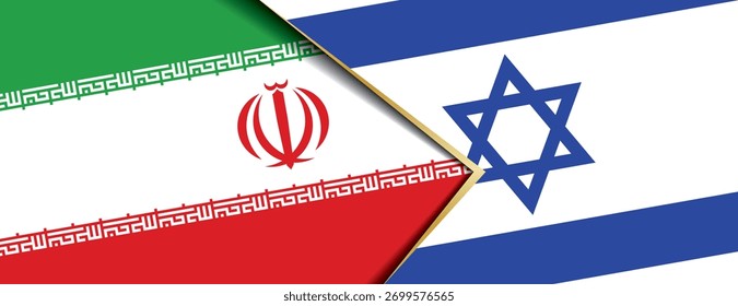 Iran and Israel flags overlapping representing deep geopolitical rivalry and conflict in the region
