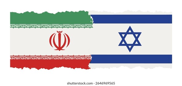 Irã e Israel bandeiam vetor ilustra conflito político e relações conceito
