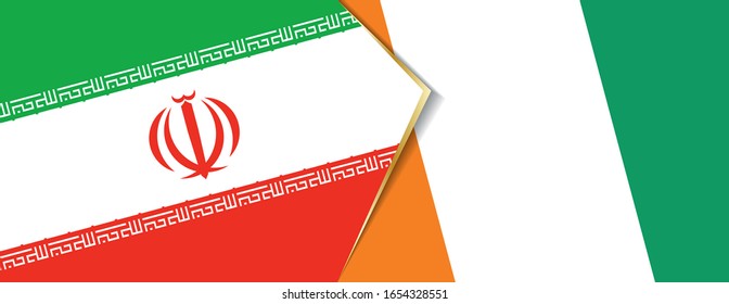 Banderas de Irán y Costa de Marfil, dos banderas vectoriales símbolo de relación o confrontación.